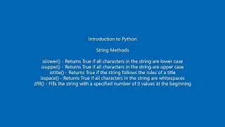 Python String Methods - islower(), isupper(), istitle(), isspace(), zfill()