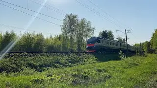 Электропоезд ЭП2Д-0182 платформа Хлюпино до станции Большая Волга (г.Дубна). 15.05.2023.