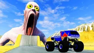 Epic Escape From The Shy Guy SCP 096 | Monster Truck VS Giant Bulge
