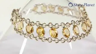 Silver bracelet with citrine