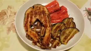 Рыбный стейк и овощи на гриле OptiGril+XL  от Tefal