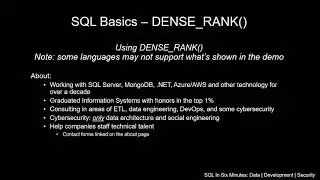 SQL Basics: How To Use DENSE_RANK() and Why