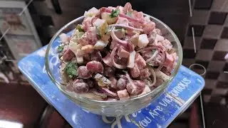 Салат с фасолью и ветчиной 