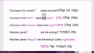 1533. Как спросить на иврите: Сколько стоит? Какова цена? Цена за килограмм, по весу, за метр