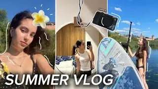 ЛЕТНИЙ ВЛОГ на каникулах🤍 бассейн, сап борды, боулинг, отель *that girl era*☀️