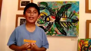 Alux Antún, 8 años, miembro y en Gráfica Maya comunidad-galeria-taller  de artistas Mayas