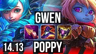 GWEN vs POPPY (TOP) | 6/1/5, 600+ games | EUW Grandmaster | 14.13