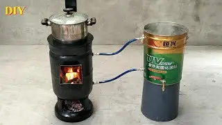 DIY 2-in-1 wood stove - Super fast water heating is amazing