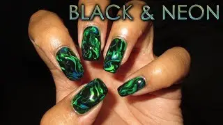 Black & Neon Marble | DIY Nail Art Tutorial