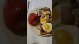 DINNER TIME BACON EGGS PICKLED PEPPER