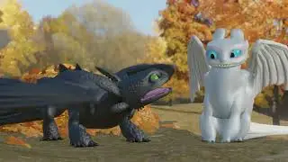 Happy Fall! Toothless and Light Fury Animation.