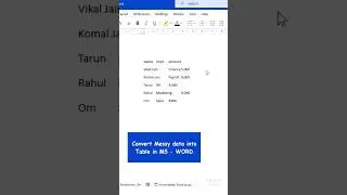 Convert messy data into table in msword 