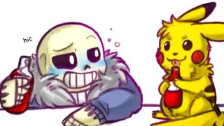 Sans gives pikachu ketchup...
