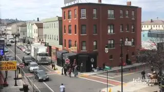 Christian Bale and Jennifer Lawrence film American Hustle in Worcester