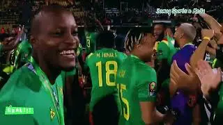AFCON 2021:  Cameroon Indomitable Lions celebrates after Afcon third place finish #can2021