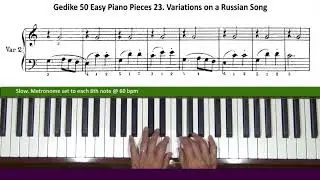 Gedike 50 Easy Piano Pieces 23. Variations on a German Song Tutorial