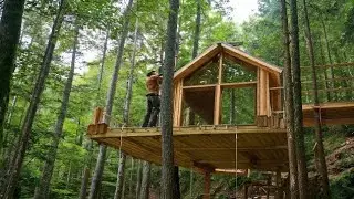 Man Builds an Insane Off Grid Secret Tree House Get Away-Start to Finish