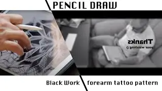 TimeLapse tattoo Draw. Mandala Dotwork Blackwork style.