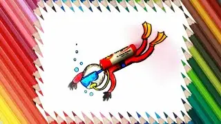 how to funny draw scuba diver, step by step - ( very easy ) 
#funnydraw #scuba