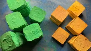 Doing Oxichalk ; Green with Yellow Gym chalk Blocks Soft,Powdery and Crunchy Crush