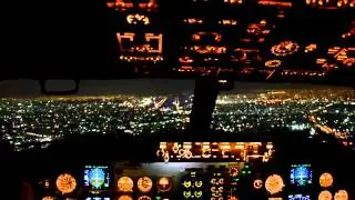 The most beautiful large landing of aircraft at night, top
