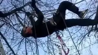 Навеска подъема с жумаром и спуск на 8