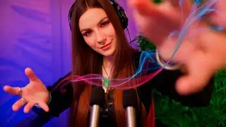 ASMR Deep Energy Cleanse 🔮 Plucking Your Stress Away (Unintelligible Whispers & Rings Sounds)