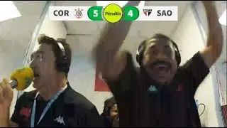 Olha a comemoração do Vampeta na defesa do Cássio!