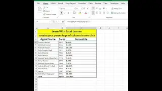 Custom Percentage of column in one click 
