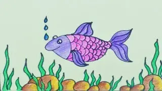 Como Dibujar y Colorear Pez - Dibujos Para Niños con Aprender Colores