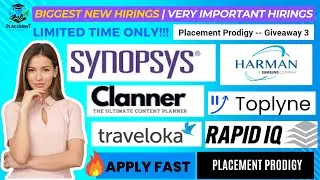 Biggest New Hirings | OFF Campus Drive | Toplyne, Synopsys, Harman | 2024, 2023 Batch | Jobs