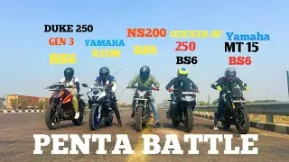 DUKE 250 GEN 3 BS6 VS YAMAHA R15M VS NS200 BS6 VS GIXXER 250 BS6 VS MT15 BS6 || DRAG RACE|| 🔥