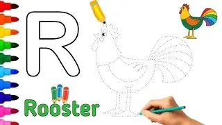 🐓Draw and color the letter R with a rooster | Challeng and teach children letters | draw and color