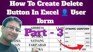 How To Create Delete Button In Excel User Form | Excel User Form Vba | Part 3