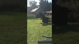 Driving four wheeler doing wheelie