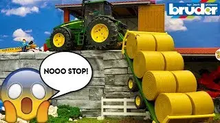 BRUDER toys BALEWRAPPER crash! | Action video for kids | Toyz Rule