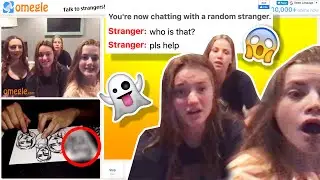 Drawing on Omegle with a fake GHOST! *FUNNY PRANK* | rooneyojr