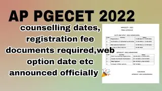 AP PGECET COUNSELLING details registration fee , documents etc..