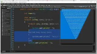 Reverse Pyramid in  Star, Number and Character Pattern In Java Pat-4