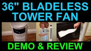 Lensoul Bladeless Oscillating Tower Fan with Remote Demo and Review Timer Speeds and Modes