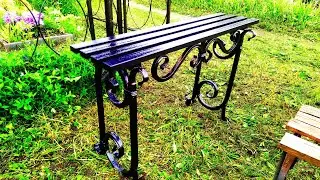 Красивая скамейка на кладбище из профильной трубы своими руками, размеры,изготовление.