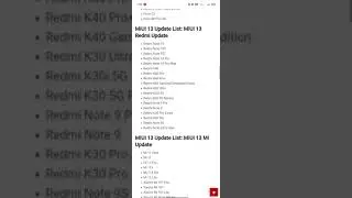 MIUI 13 device list.