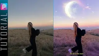 How to add a giant moon in the picture | PicsArt Tutorial | Step by step how to edit photo on mobile