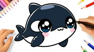 HOW TO DRAW A CUTE ORCA WHALE KAWAII EASY