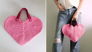 Такую вы точно не вязали! Сумка Сердце из шнура крючком. Модная вязаная сумка из одного мотка