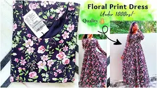 Floral Dress🌸 under 1000rs in ajio telugu ! Black floral maxi Dress ! Ajio dress haul 2023