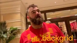 Jason Kelce Leaves Wynn Hotel After Celebrating Kansas City Chiefs' Super Bowl Win in Las Vegas,
