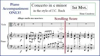 J.C. Bach (Casadesus) Viola Concerto, Mvt. 1 -- Piano ONLY