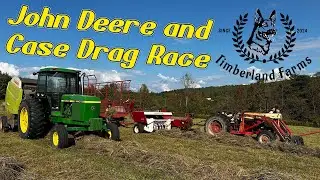 Case 430 diesel with IH 430 bales side by side with John Deere 4440 and Claas 360rc variant