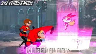 Elastigirl (MvC2) & Mr. Incredible (2021 Update) vs Blossom (MvC) & Bubbles (MvC) - MUGEN